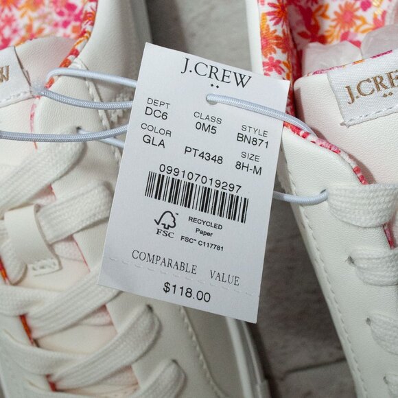 NWT J. Crew Floral Lace Up Road Trip Sneakers in Guava size 8 - Picture 6 of 12